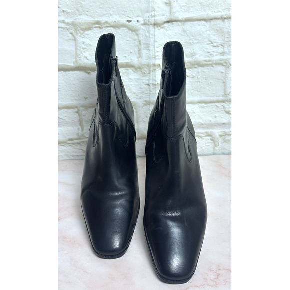 Talbots Women's Ankle Short Black Boots Size 6 1/2 Leather Uppers - Picture 2 of 16
